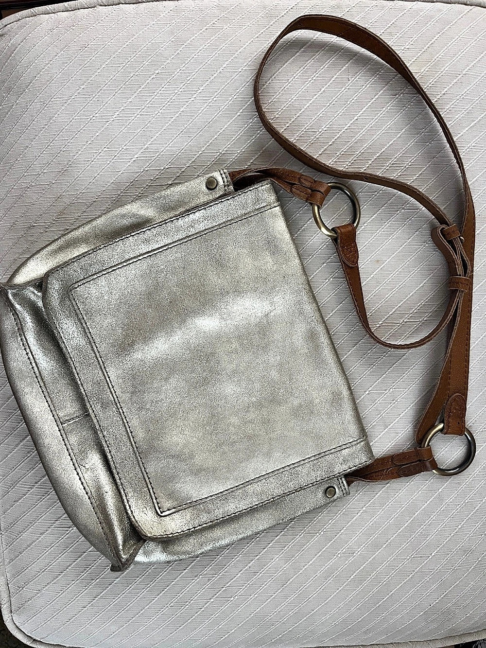M&S Collection of London Gold Leather/Suede Crossbody Bag